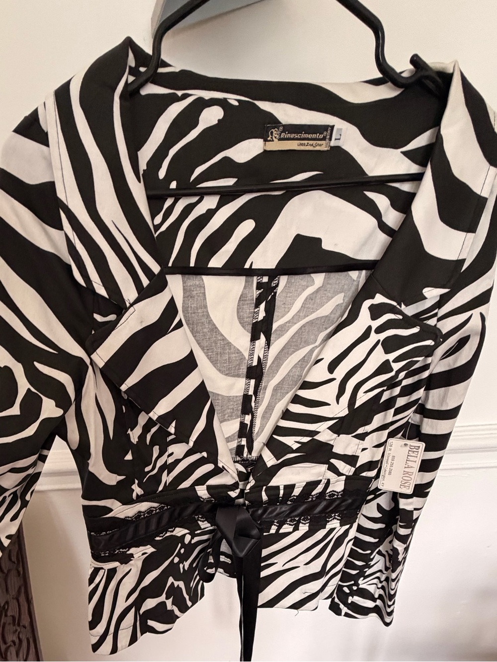 Mob Wife Zebra Print Y2K Tie-Front Black & White Jacket | L | NWT